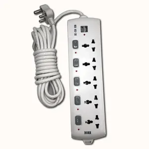 5 way outlet Electrical socket with individual switch board universal power strip with usb port