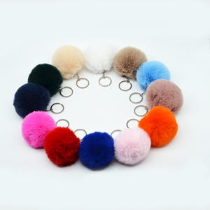 Porte-clés pompon en fausse fourrure moelleuse et mignonne de 7 cm (2,7 pouces) de style simple et personnalisé, idéal pour les cadeaux de fête - Prix usine - Product Image 2