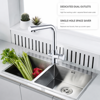 Robinet de cuisine en laiton monotrou 2-en-1, rotation à 360°, eau chaude et froide, robinet d'eau pure pour évier, multicolore, prix d'usine pour la vente en gros à domicile
