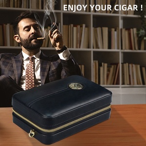 Estuche de Cuero para Cigarros con Logotipo Personalizable, Interior de Madera de Cedro, Humidor de Viaje Portátil, Acabado Mate, Diseño Esmerilado, Capacidad para 6 Cigarros - Product Image 1