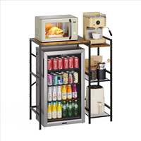 3-stöckiger moderner Kühlschrank-Mikrowellen-Ständer mit verstellbaren Regalen, Getränkekühlschrank, TV-Tisch, Kaffeebar, Weinschrank, Küche
