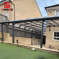 Auvent de jardin manuel autoportant en aluminium anti-UV personnalisable avec toit en polycarbonate, protection solaire, imperméable