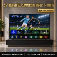 Écran commercial industriel 55 pouces, téléviseur intelligent 4K |   Panneau CSOT de qualité A |   Verre trempé anti-explosion |   Performances Stables 24h/24 et 7j/7