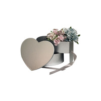 Boîte cadeau de fleurs rotative à double couche en forme de cœur haut de gamme avec ruban pour l'emballage de bouquets de la Saint-Valentin