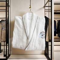 Peignoirs de bain en coton 100% personnalisés pour hommes, vêtements de nuit, logo personnalisé brodé, peignoirs avec bande de bordure