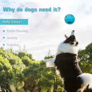 Nieuw Blauw Rond Tpr Waterdicht Cartoon Pet Ball Speelgoed Piepend Kauwbaar Bijtbestendig Fluitje Geluid Interactief Voor Honden - Product Image 3