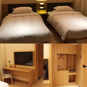 Modern 3 Hotel Bedroom Furniture Durable Wooden Twin Bed <b>Sets</b> with Nightstands Headboard TV Stand <b>Side</b> <b>Table</b> & Wardrobe For Sale - Product Image 6