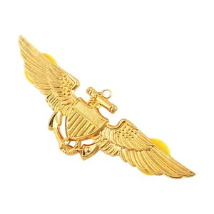 Manufacturer Custom Gold Wings Pin Lapel Badge Handmade Badges