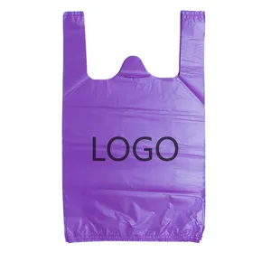 Saco de embalagem feito sob encomenda, colete perfurado, transportador de sacos plásticos, camiseta de embalagem biodegradável para compras