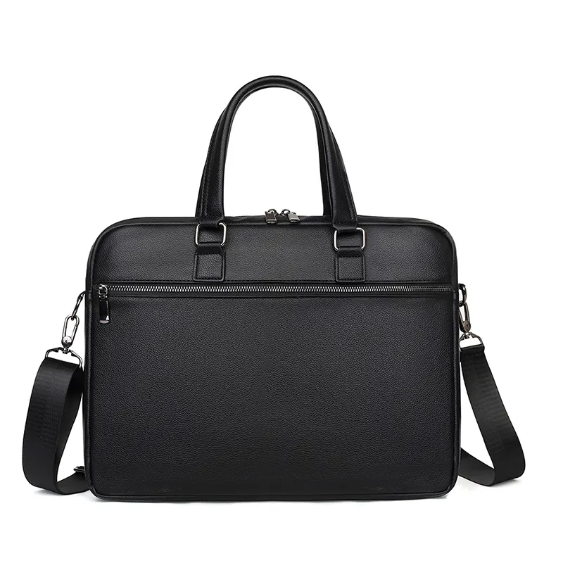 High Quality Soft Black PU Briefcase Multi Functional Laptop Bag Shoulder Unisex Leather Laptop Briefcase Bags For Men Business