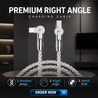 Kabel Data USB Tipe C Kabel RGB Menyala Saat Mengisi Daya 180 °   Kabel Braided Fast Charge PD Rotasi untuk iPhone Android Penggunaan di Mobil