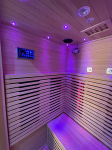 Sauna en bois de hemlock de haute qualité pour 2 personnes, avec panneau de commande et éclairage rouge. - Product Image 6