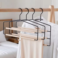 Porte-vêtements multi-usages en bois et métal à plusieurs niveaux pour le rangement des foulards, cravates, hijabs, pantalons et pour le rangement sur balcon