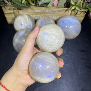 Pierres de cristal naturelles en gros, magnifique sphère de pierre de lune bleue polie pour la décoration intérieure, cadeaux de Pâques - Product Image 3
