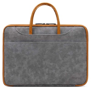 Laptop Sleeve Faux Suede Gray Handle Closure Waterproof Protective Case for Travel Business Use - Product Image 4
