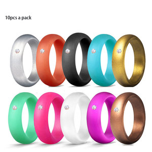 Female 5.7MM Wide Cubic Zirconia Rubber <strong>Wedding</strong> Bands Stackable Braided <strong>Silicone</strong> Rubber Finger <strong>Ring</strong> Women - Product Image 2