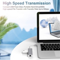 Hub USB C en alliage d'aluminium avec adaptateur de carte réseau Ethernet RJ45 100M, USB 3.0 5 Gbps, Hub USB 2.0 pour ordinateur Macbook
