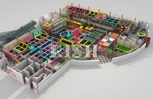 Parque <span class=keywords><strong>de</strong></span> Juegos Infantil Modular con Trampolín y Pista Ninja Warrior, Diseño <span class=keywords><strong>de</strong></span> Estructura Modular, Parque <span class=keywords><strong>de</strong></span> Diversiones Interior con Equipamiento <span class=keywords><strong>de</strong></span> Juego Suave - Product Image 2