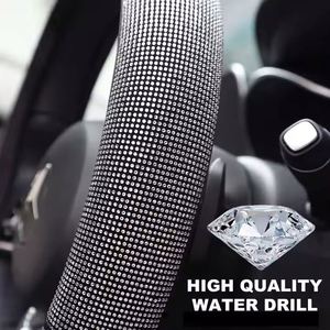 Funda de Volante de Cuero Sintético con Diamantes de Imitación para Mujer, Estilo Diosa, Decoración de Interiores de Auto - Product Image 4
