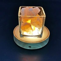 Lampe de nuit artisanale Yoni, petite lampe en bois massif, support de lampe circulaire, diffuseur de lumière, base en cristal, panneau mural en bois DIY, verre