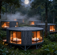 Cabane en bois de glamping, maisonnette préfabriquée pour hôtel, complexe hôtelier, vacances, Airbnb, maison d'hôtes, maison conteneur à ossature acier