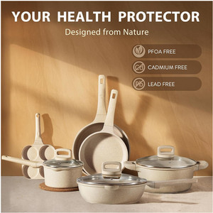 13-Piece hiện đại cổ điển không dính cảm ứng dưới bếp <span class=keywords><strong>Cookware</strong></span> Set bền vững đá cẩm thạch Glass Home sử dụng chậu chảo kim loại - Product Image 3