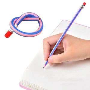 Crayons pliables souples promotionnels personnalisés avec logo, colorés, en plastique, flexibles, avec gomme - Product Image 1
