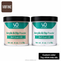 Poudre acrylique 2-en-1 personnalisée VO 4oz pour ongles, lot de poudre acrylique en vrac pour ongles, poudre acrylique rose pour trempage, vente en gros 3-en-1