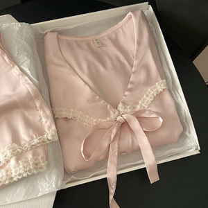 Bộ đồ ngủ bằng lụa băng sang trọng cao cấp cho nữ bộ đồ cổ điển Pháp dài tay cho mùa hè Eo co giãn <span class=keywords><strong>Internet</strong></span> nổi tiếng nhà - Product Image 5