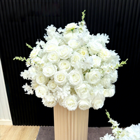 Nouvelle Boule de Fleurs Artificielles Personnalisée en Soie, Rose Blanche et Gypsophile, pour Décoration de Table de Mariage, Demande en Mariage, Vitrine et Exposition