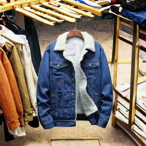 Chaqueta Vaquera Estilo Vintage para Hombre, Cierre de Botón, Forro de Piel, Reversible, Talla Grande, para Invierno - Product Image 3