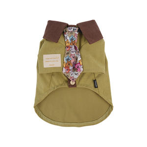 Camisa de Pana con Estampado de Perro de Dibujos Animados y Corbata, Estilo Retro de Hong Kong, Cuello Camisero, Diseño Simple para Halloween/Navidad para Perros Pequeños - Product Image 6