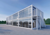 Villa Conteneur Haut de Gamme à Deux Étages avec Mur en Verre, Escalier et Balcon pour Complexes Hôteliers et Bureaux Temporaires
