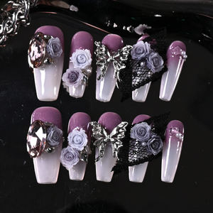 Uñas acrílicas de lujo hechas a mano al por mayor, uñas postizas acrílicas de cobertura completa, etiqueta privada, uñas postizas de alta calidad - Product Image 1