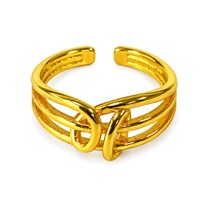Bague en laiton plaqué or avec nœud papillon, bijoux modernes unisexes pour un usage quotidien - Product Image 1