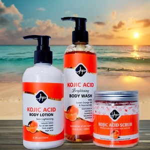 Votre Logo <span class=keywords><strong>Meilleur</strong></span> et Vente Chaude <span class=keywords><strong>Gommage</strong></span> Corps Naturel et Bio KOJIC, Nettoyant Corps et Lait Corporel Soin Éclaircissant Peau au KOJIC ACIDE, Kit Complet - Product Image 2