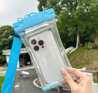 Housse de 6.8 pouces Étuis mobiles en PVC Pochette transparente avec cadre en éponge pour lanière Étui de téléphone étanche