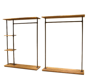 Espositore per Abbigliamento in <span class=keywords><strong>Legno</strong></span> e Metallo, Stand Appendiabiti Semplice in <span class=keywords><strong>Legno</strong></span> Massiccio per Negozi di Abbigliamento - Product Image 1