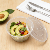 Bol en plastique jetable transparent rond avec couvercle pour pique-nique, restauration, préparation de repas au bureau, emballage alimentaire à emporter – Vente en gros
