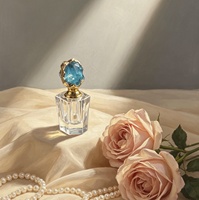 Bouteille de parfum en cristal naturel en gros, flacon en pierre brute avec bouchon en pierre précieuse et corps en verre