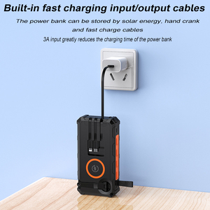 Banque d'alimentation solaire 63800mAh avec charge rapide PD22.5W, câbles intégrés, charge sans fil, manivelle, étanche, station d'alimentation - Product Image 6