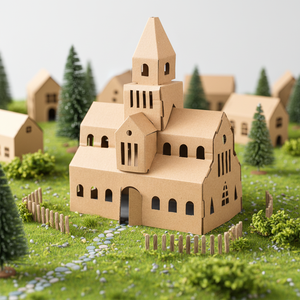 Kit de maison en papier 3D à colorier pour bricolage en gros - Modèle miniature de chalet de campagne 50 pièces pour les activités des enfants à la maison - Product Image 1