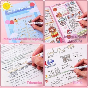 Marcadores con Diseño Floral para Estudiantes, Tinta Permanente, Diseño de Líneas Onduladas, Plástico, 4 Colores para Cuadernos y Delineado Colorido - Product Image 3