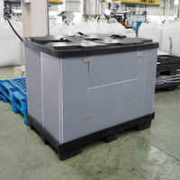 Caisse de manutention pliable en plastique HDPE pour chariot élévateur, type palette, avec fonction de chariot de manutention