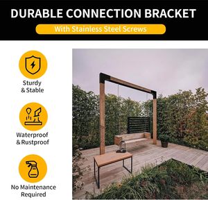 Kits de soportes para pérgola DIY, soportes de esquina en forma de L de 2 vías para estructuras de postes de <span class=keywords><strong>madera</strong></span> de 4 x 4 pulgadas para porche, gazebo, patio trasero - Product Image 6
