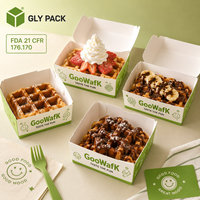 Boîte à gaufres en papier alimentaire personnalisée pour gaufres bulles, glaces et desserts à emporter avec coupelles à sauce