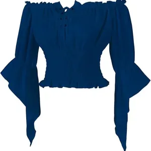 Chemisier paysan Echo Renaissance pour <span class=keywords><strong>femme</strong></span>, à manches trompette, style Steampunk, <span class=keywords><strong>Pirate</strong></span>, Médiéval, pour Cosplay, Haut Corset - Product Image 3