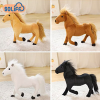 Vente chaude Véritable Simulation En Peluche Debout Cheval Décoration Jouet Mignon Mini Animal En Peluche Jouet Cheval Brun En Peluche Cheval