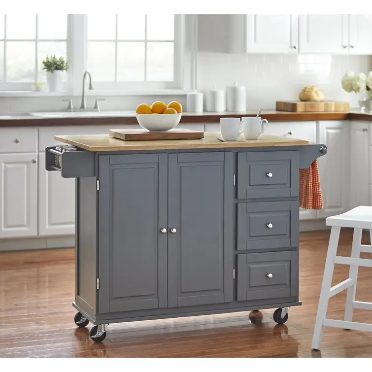 Chariot de cuisine moderne en bois, armoire de rangement de meubles, chariot de cuisine mobile avec casier à vin