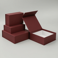 Boîte à bijoux magnétique rectangulaire à rabat sans insert en éponge, rose, violette, pour ensemble de bijoux en cristal et jade, petit lot, en carton